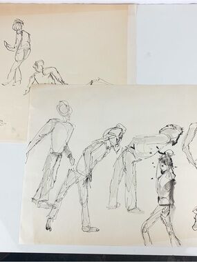 2 Vintage Dancing Watercolor Painting Life Study Figure Drawing Rosemarie Hahn